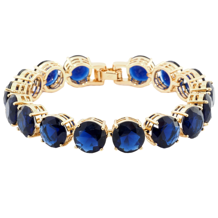 Браслет Xuping Позолота 18K Дорожка синих фианитов размер 18см х 10мм фото №9