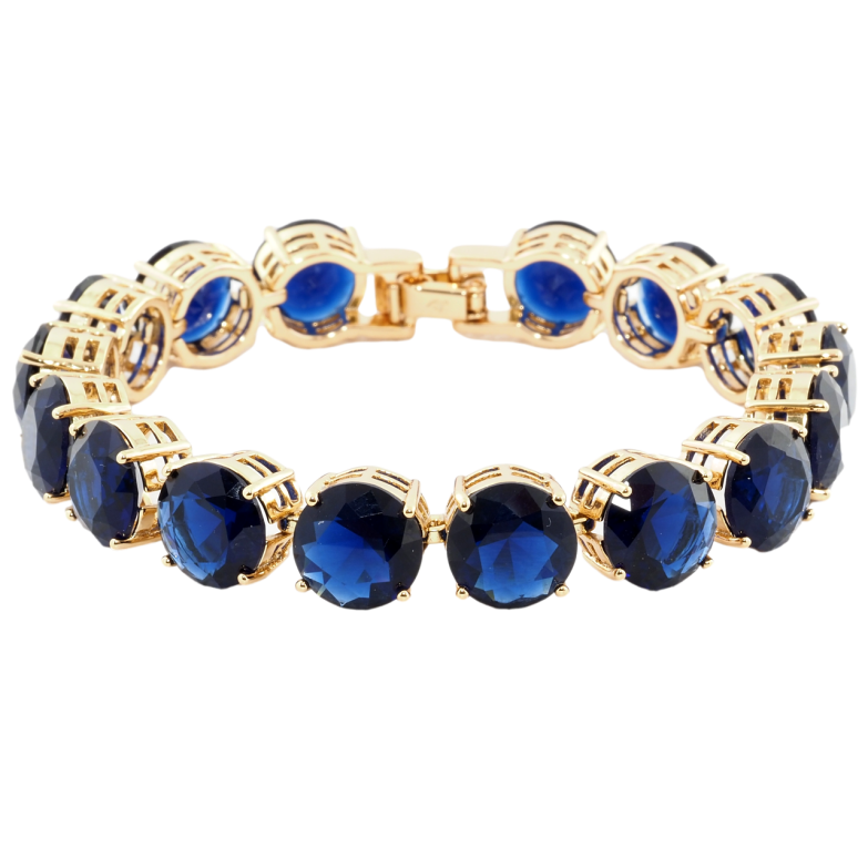 Браслет Xuping Позолота 18K Доріжка синіх фіанітів довжина 18см х 10мм фото №1
