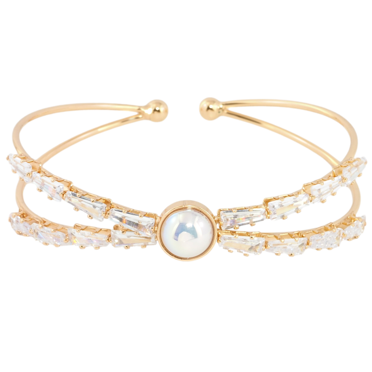 Браслет Xuping Позолота 18K Узор с цирконием и жемчужной вставкой ø 5см фото №15 Браслет Xuping Позолота 18K Узор с цирконием и жемчужной вставкой ø 5см фото №15