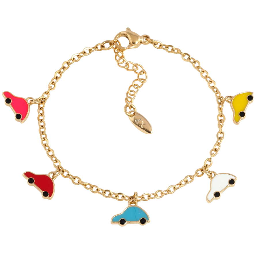 Браслет Xuping Позолота 18K Цепочка с подвесками машинки с доп.цепочкой 14-17см х 2мм фото №1