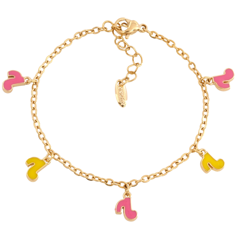 Браслет Xuping Позолота 18K Ланцюжок з підвісками ноти з дод.ланцюжком 14.5-17.5см х 2мм фото №1