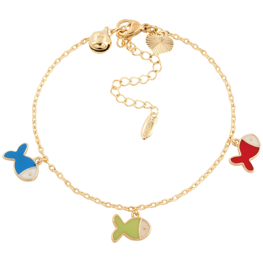 Браслет Xuping Позолота 18K Цепочка с подвесками рыбки с доп.цепочкой 15.5-21см х 1.5мм фото №1