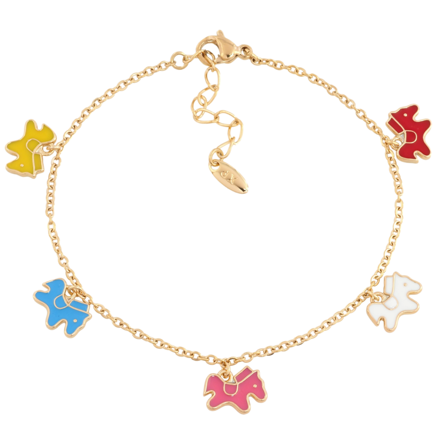 Браслет Xuping Позолота 18K Ланцюжок з підвісками конячки з дод. ланцюжком 17-20см х 2мм фото №1