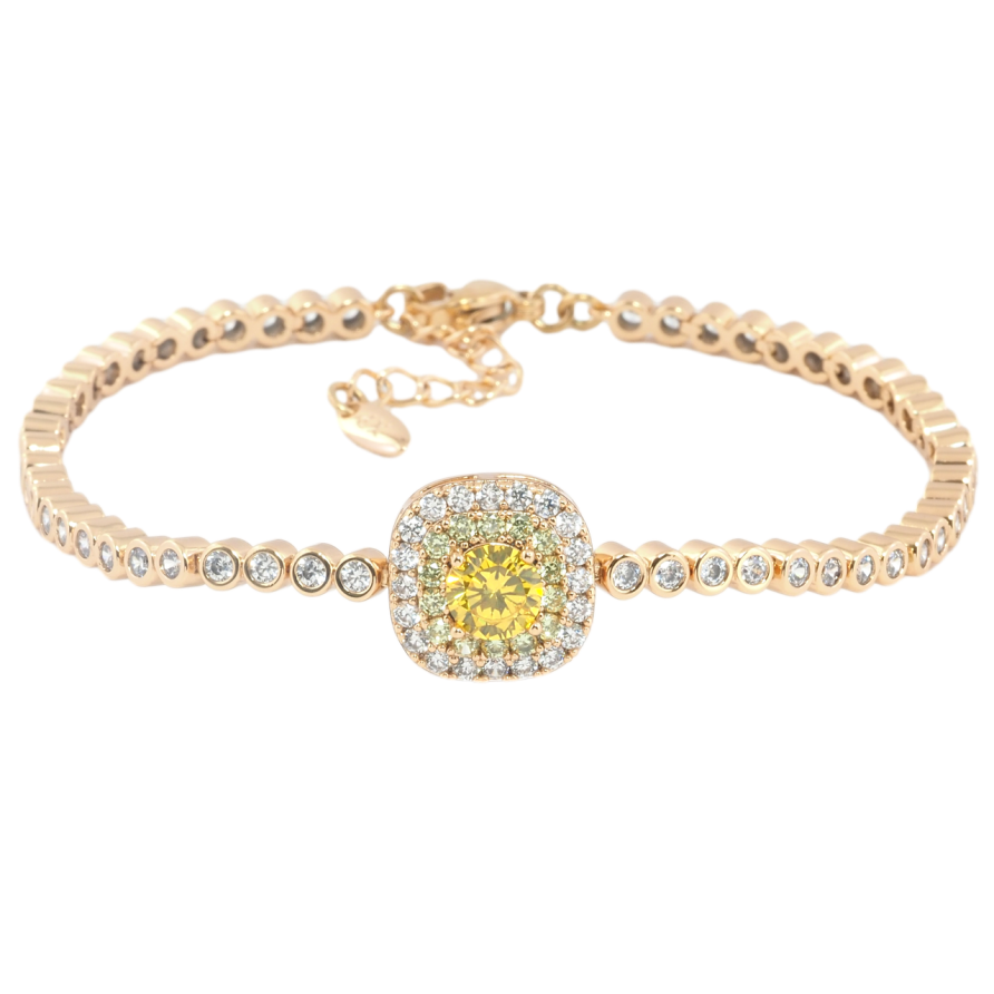 Браслет Xuping Позолота 18K Жовтий фіаніт з інкрустацією цирконієм з дод. ланцюжком 18.5-21.5см х 3мм фото №1