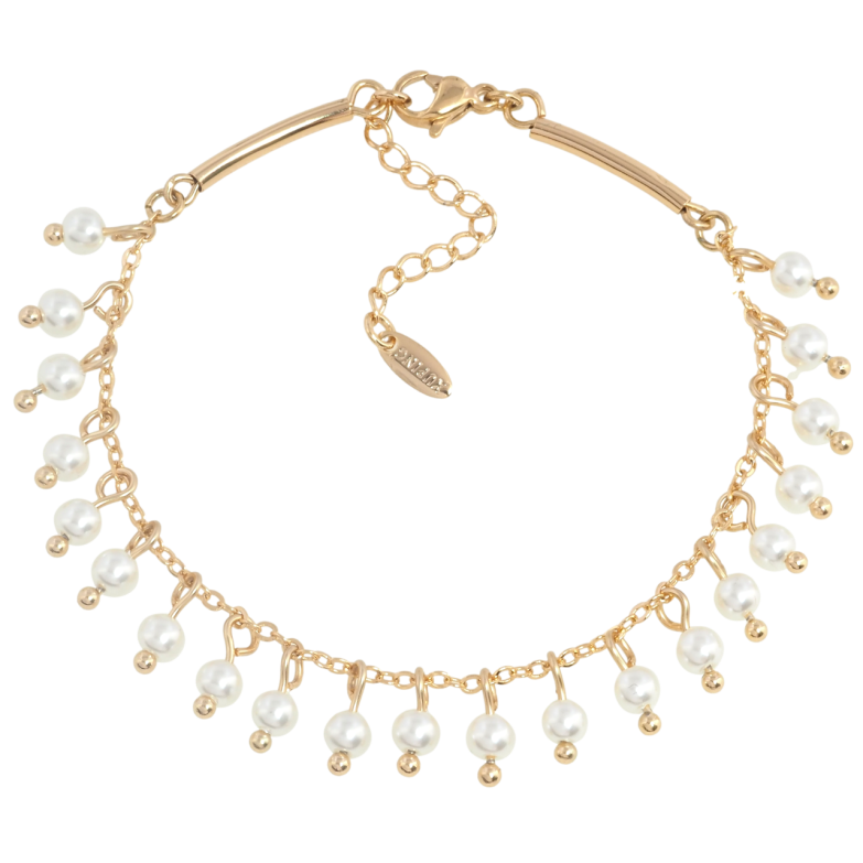 Браслет Xuping Позолота 18K Цепочка с подвесками бусины с доп.цепочкой 17.5-20.5см х 2мм фото №1 Браслет Xuping Позолота 18K Цепочка с подвесками бусины с доп.цепочкой 17.5-20.5см х 2мм фото №1