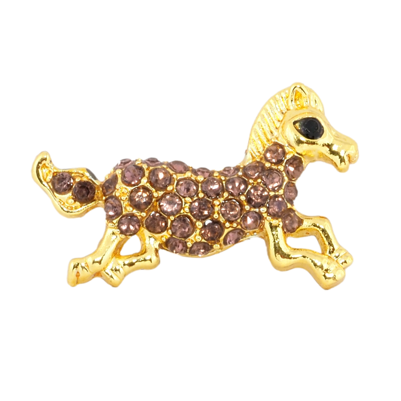 Брошь Лошадь с бордовыми стразами фото №3