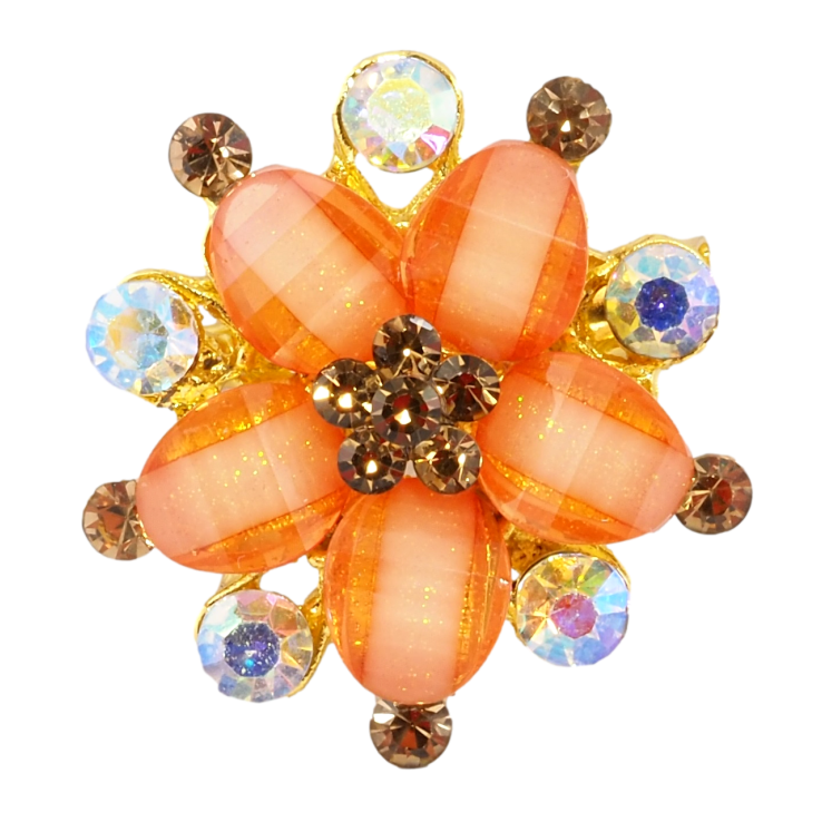 Брошь Цветок с оранжевыми стразами фото №7 Брошь Цветок с оранжевыми стразами фото №7