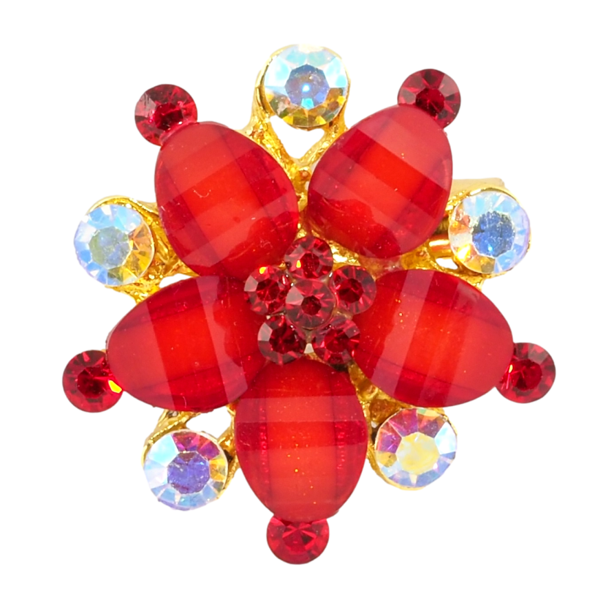 Брошка Квітка з червоними стразами фото №1 Брошка Квітка з червоними стразами фото №1