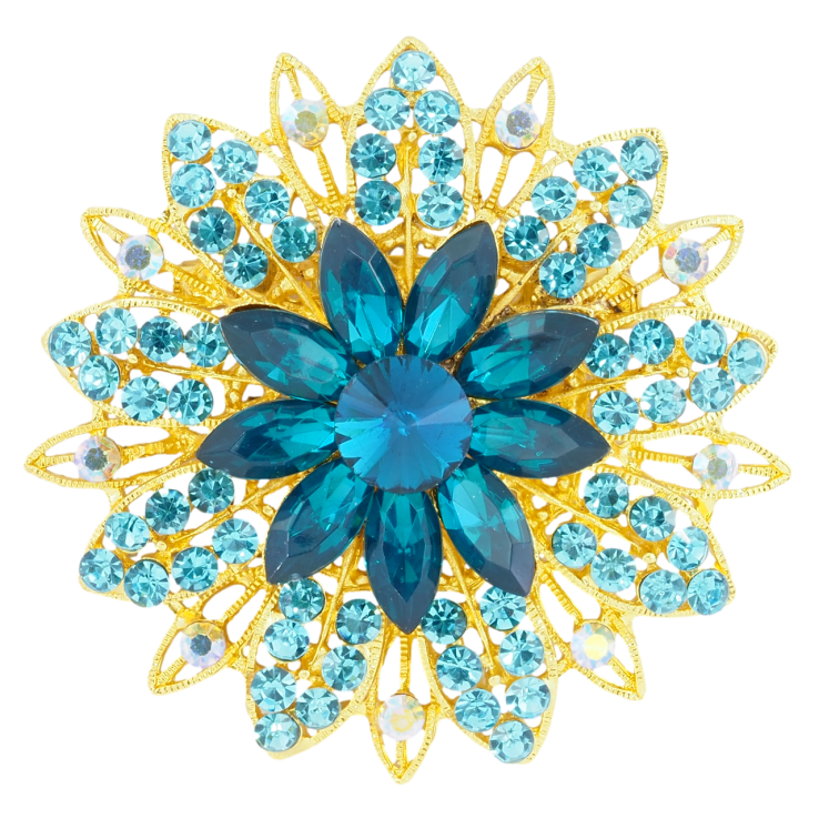 Брошь Цветок с бирюзовыми стразами фото №5 Брошь Цветок с бирюзовыми стразами фото №5