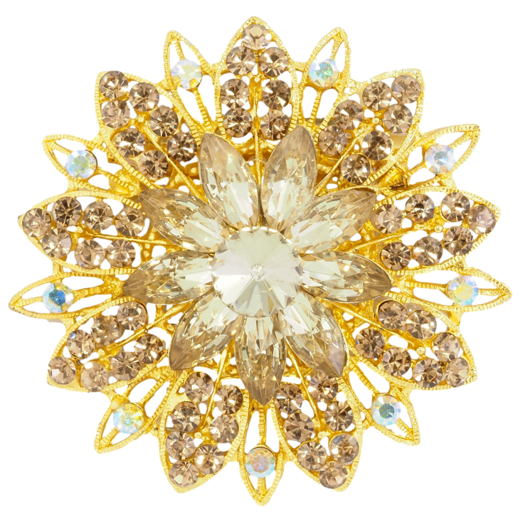 Брошка Квітка з золотистими стразами фото №15 Брошка Квітка з золотистими стразами фото №15