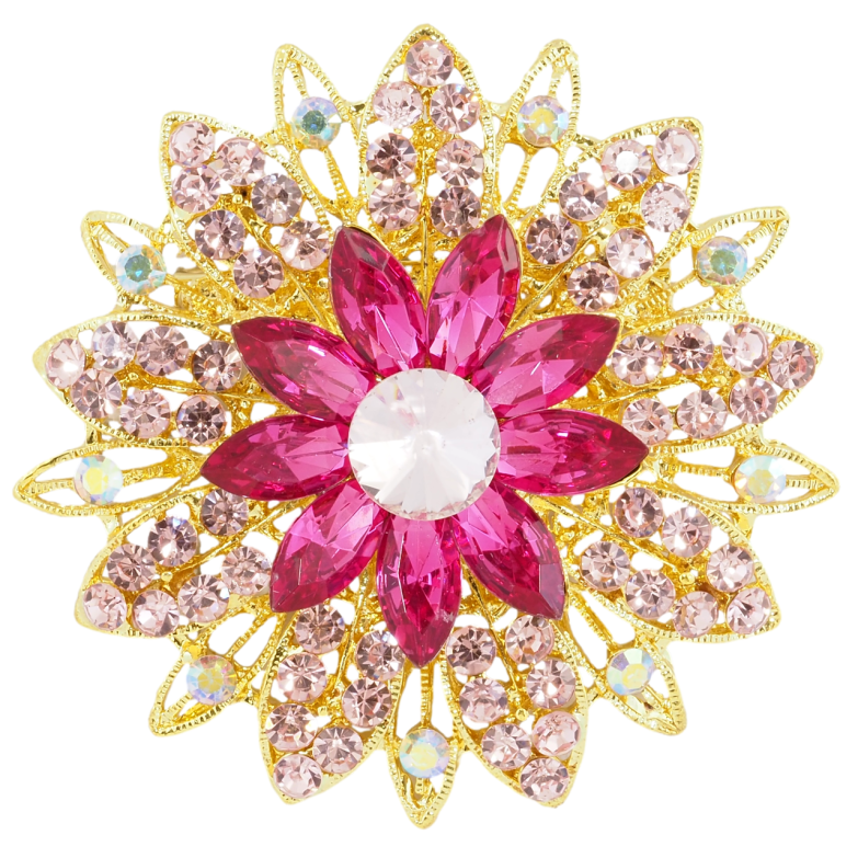 Брошь Цветок с розовыми стразами фото №1 Брошь Цветок с розовыми стразами фото №1
