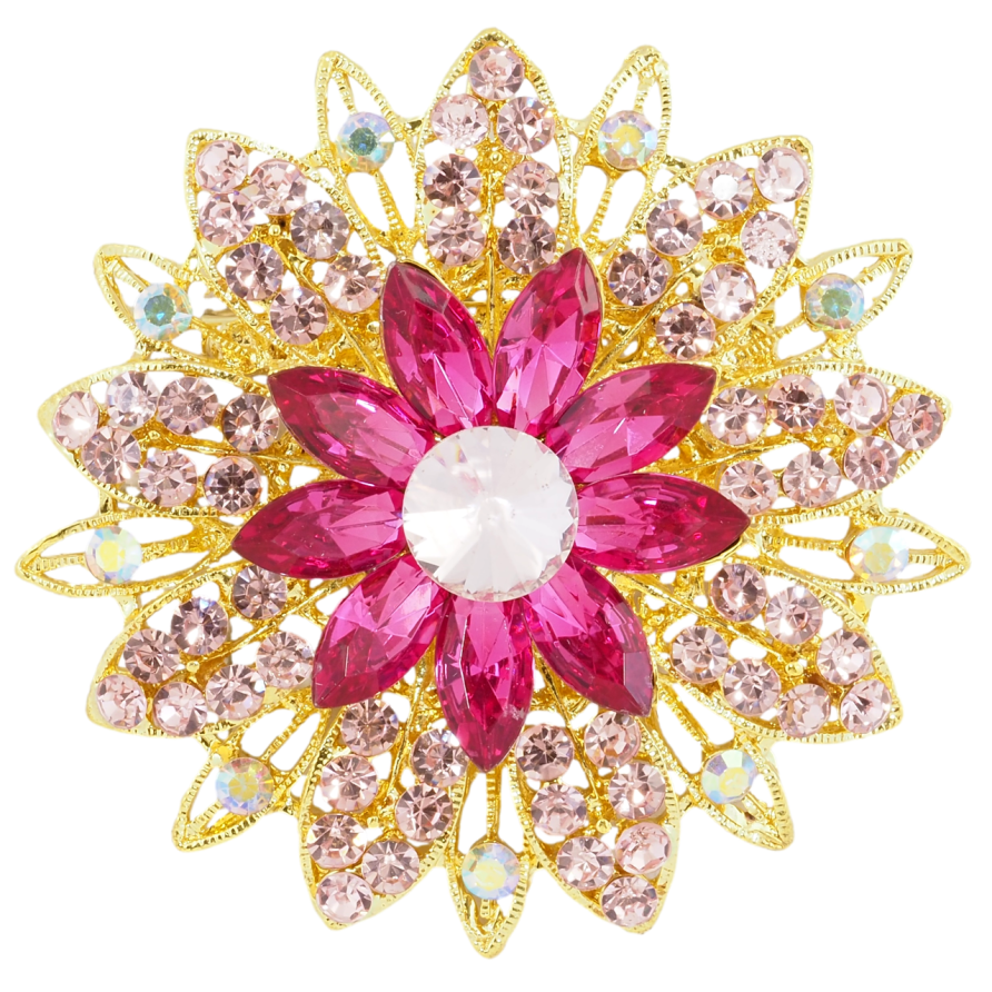 Брошка Квітка з рожевими стразами фото №1 Брошка Квітка з рожевими стразами фото №1