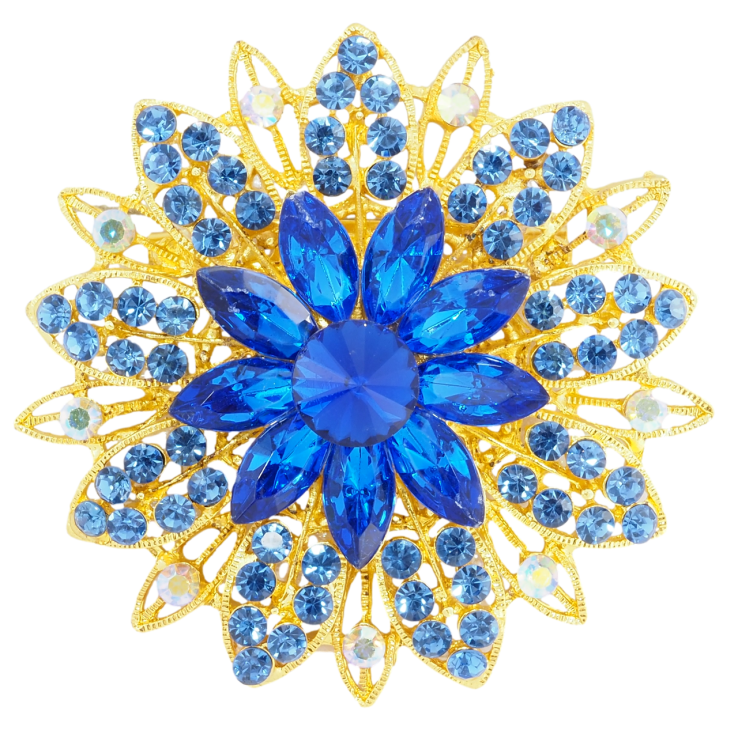 Брошь Цветок с синими стразами фото №4 Брошь Цветок с синими стразами фото №4