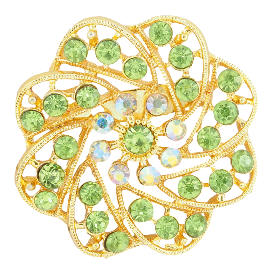 Брошка Квітка з зеленими стразами фото №1 Брошка Квітка з зеленими стразами фото №1