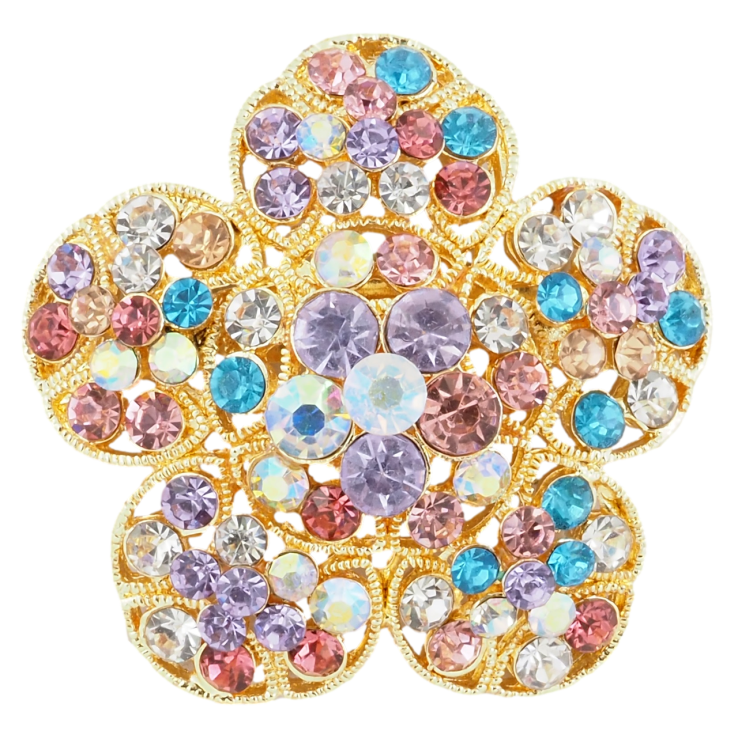 Брошь Цветок с разноцветными стразами фото №3 Брошь Цветок с разноцветными стразами фото №3