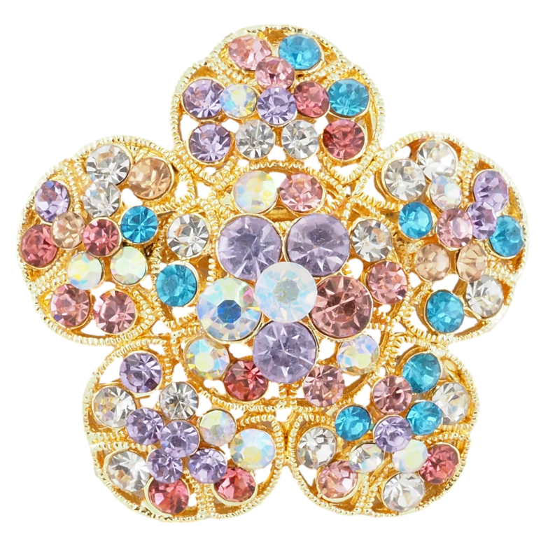 Брошка Квітка з різнокольоровими стразами фото №1 Брошка Квітка з різнокольоровими стразами фото №1