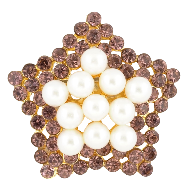 Брошка Зірка з перлинами та бордовими стразами фото №12 Брошка Зірка з перлинами та бордовими стразами фото №12