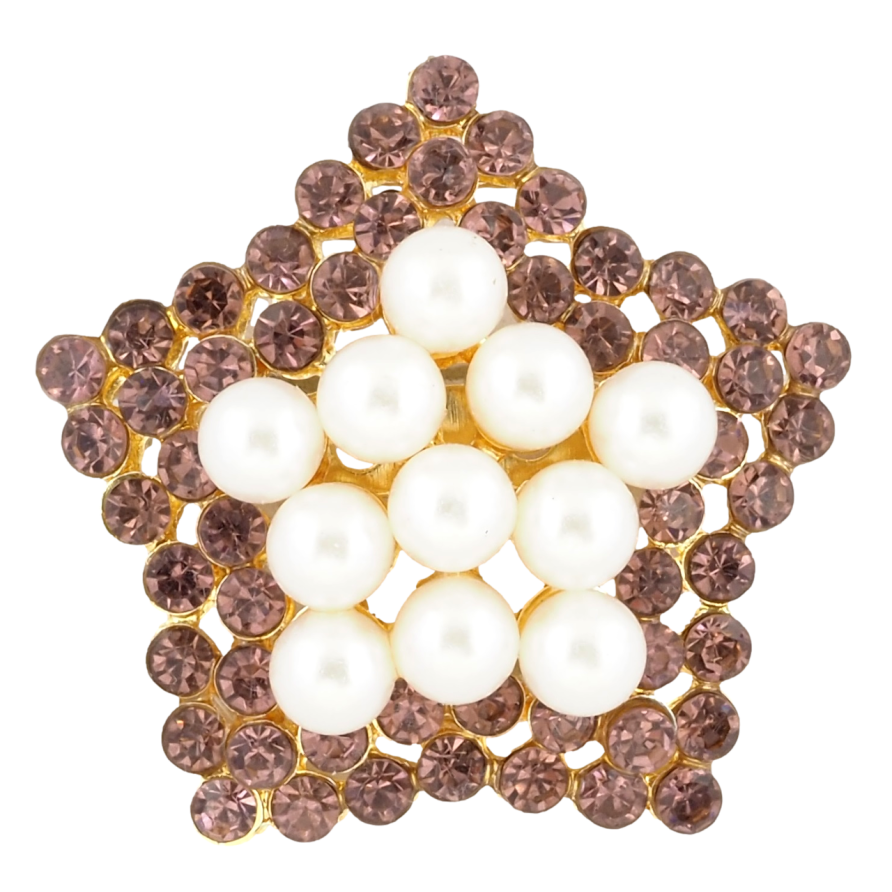 Брошь Звезда с жемчужинами и бордовыми стразами фото №1 Брошь Звезда с жемчужинами и бордовыми стразами фото №1