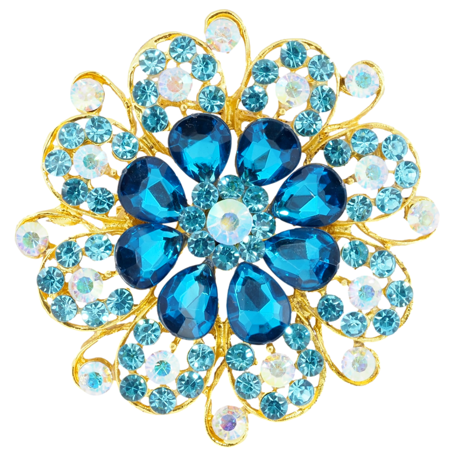 Брошка Квітка з різнокольоровими стразами фото №1 Брошка Квітка з різнокольоровими стразами фото №1