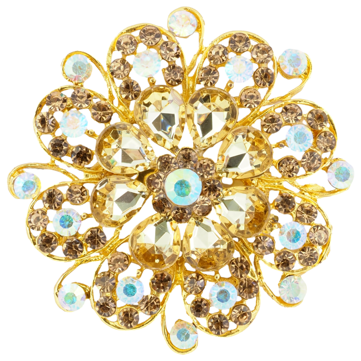 Брошка Квітка з золотистими стразами фото №22 Брошка Квітка з золотистими стразами фото №22