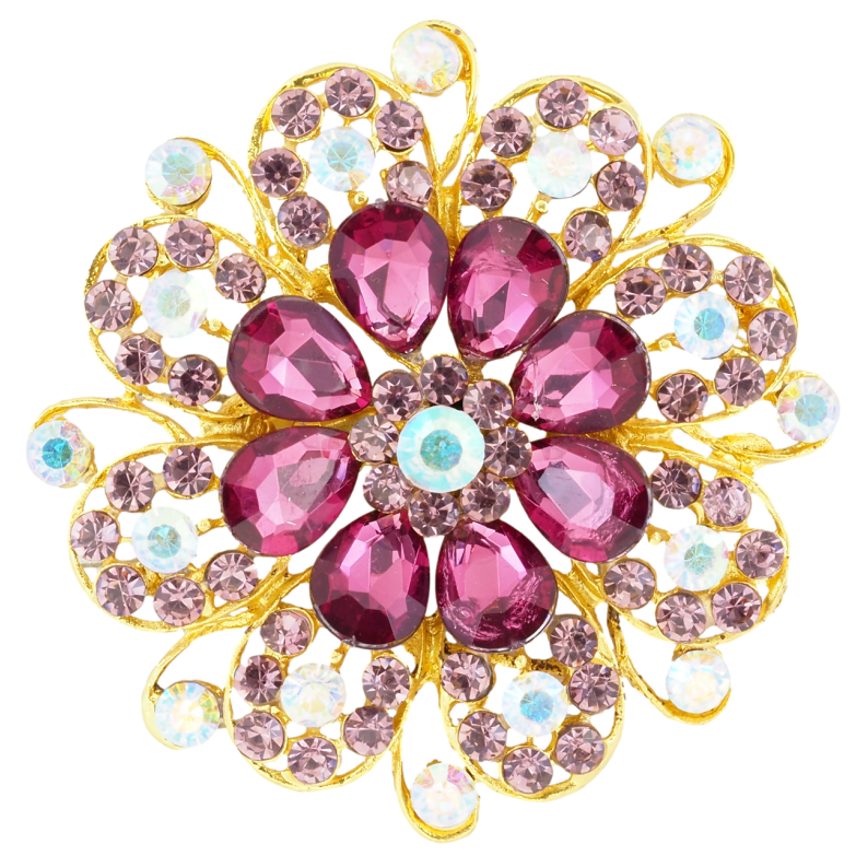 Брошь Цветок с бордовыми стразами фото №1 Брошь Цветок с бордовыми стразами фото №1