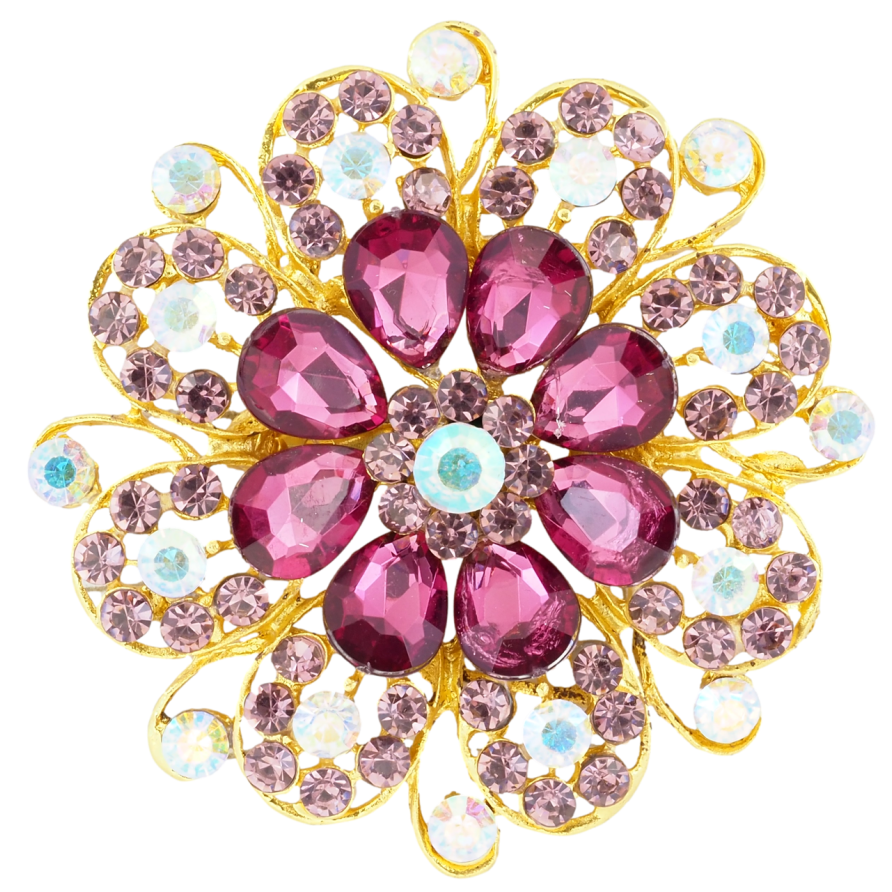 Брошка Квітка з бордовими стразами фото №1 Брошка Квітка з бордовими стразами фото №1