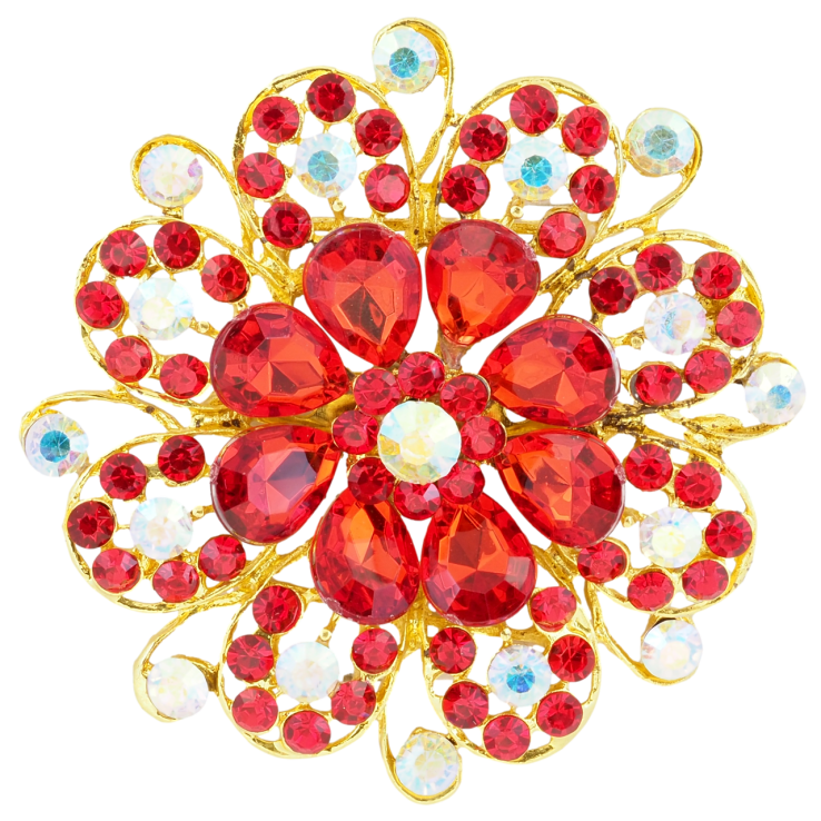 Брошка Квітка з червоними стразами фото №20 Брошка Квітка з червоними стразами фото №20