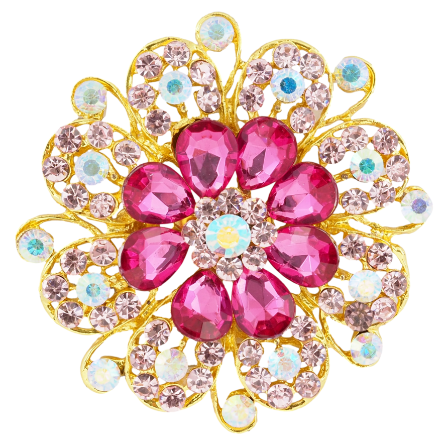 Брошка Квітка з рожевими стразами фото №1 Брошка Квітка з рожевими стразами фото №1
