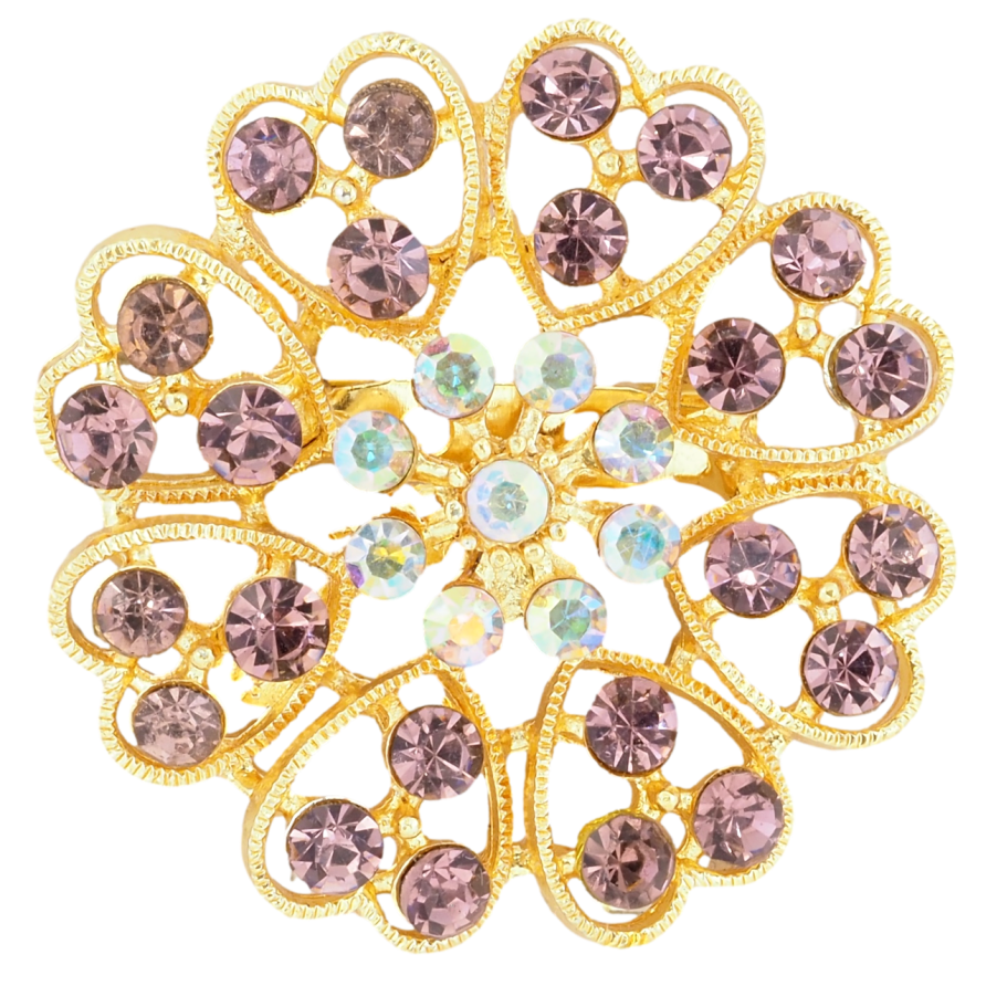 Брошь Цветок с бордовыми стразами фото №1 Брошь Цветок с бордовыми стразами фото №1