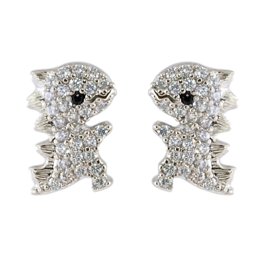 Серьги детские Xuping Родий пусеты Динозавры с цирконием фото №1