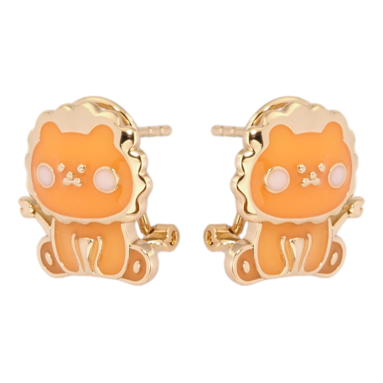 Сережки дитячі Xuping Позолота 18K італійський замок Кошенята з фіолетовою емаллю фото №1