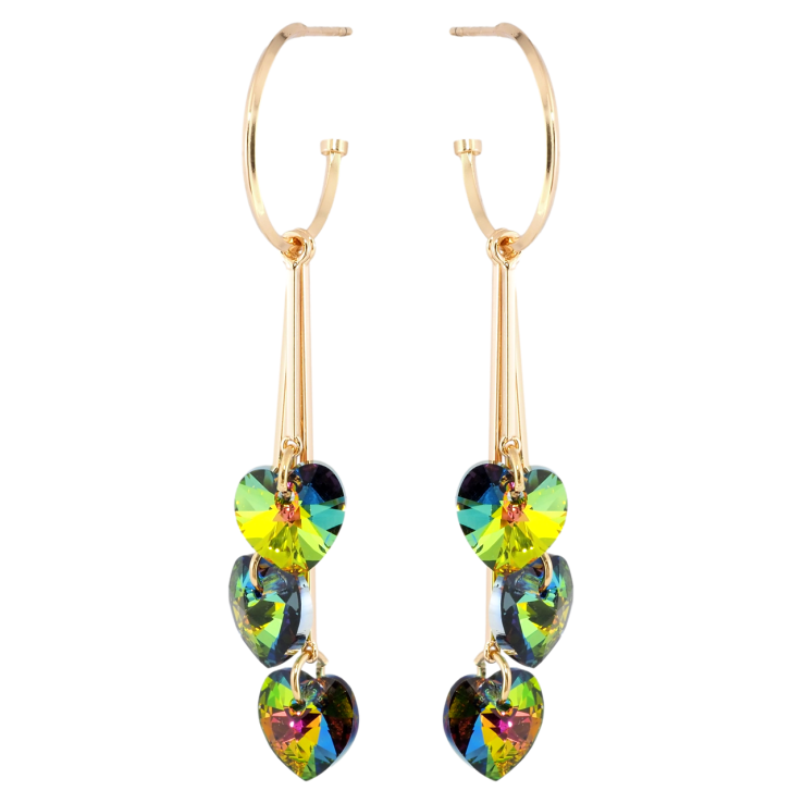 Сережки Xuping колір 18K з кристалами Swarovski пусети Підвіски з сердечками Vitrail Medium фото №11 Сережки Xuping колір 18K з кристалами Swarovski пусети Підвіски з сердечками Vitrail Medium фото №11