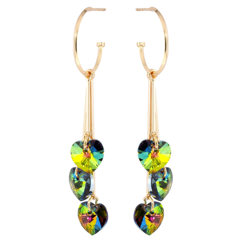 Сережки Xuping колір 18K з кристалами Swarovski пусети Підвіски з сердечками Vitrail Medium фото №1