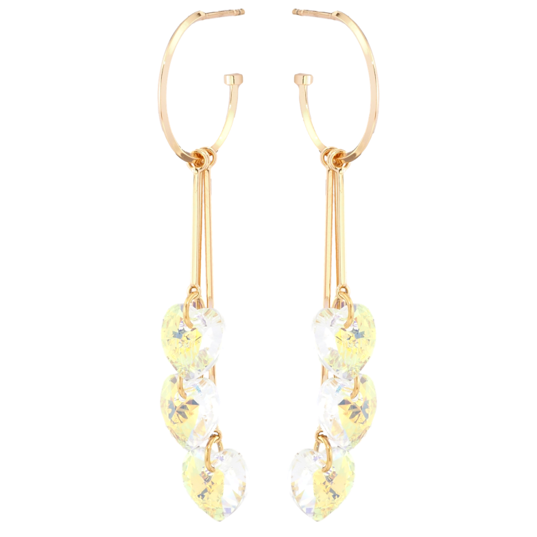 Сережки Xuping колір 18K з кристалами Swarovski пусети Підвіски з сердечками Shimmer фото №1