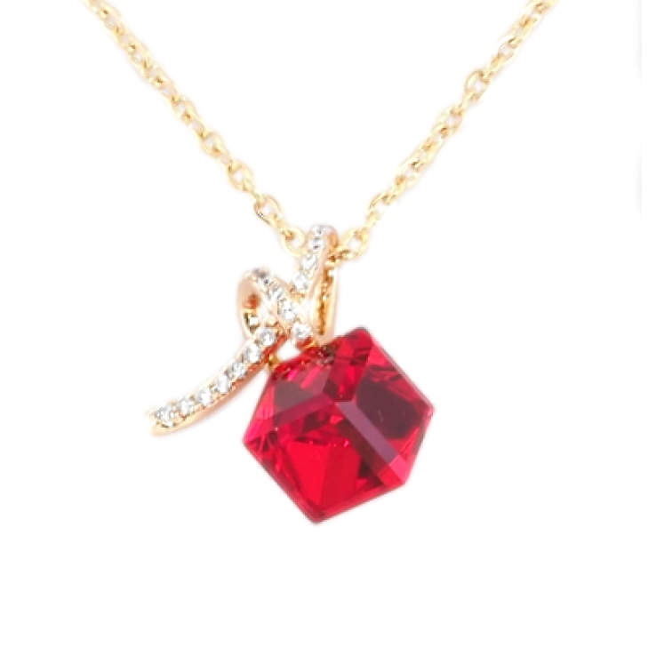 Кулон Xuping колір 18K з кр-ми Swarovski на ланцюжку Кришталевий куб Siam довжина 40-45см х 2мм фото №10