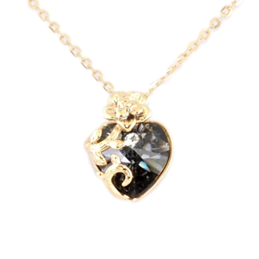 Кулон Xuping колір 18K з кр-ми Swarovski на ланцюжку Сердечко Graphite довжина 40-45см х 1.5мм фото №1