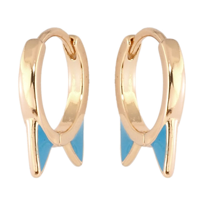 Серьги Xuping Позолота 18K колечки Ушки котика с голубой эмалью фото №1