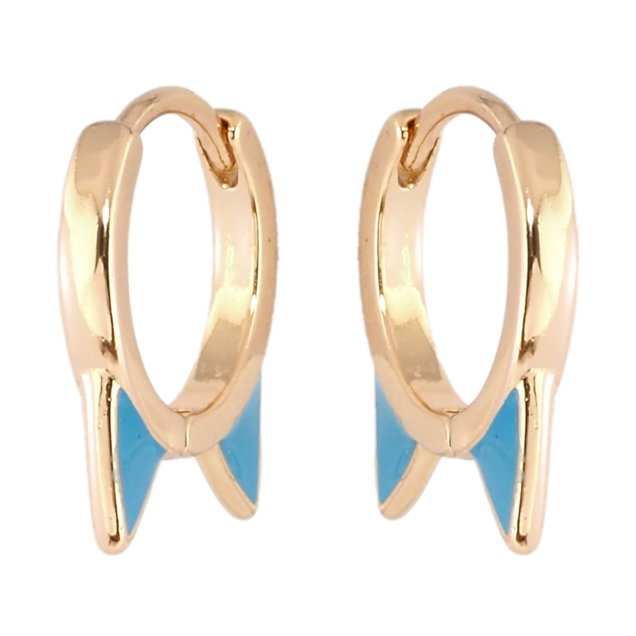 Серьги Xuping Позолота 18K колечки Ушки котика с голубой эмалью фото №1