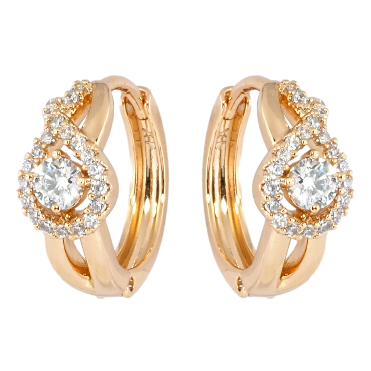 Сережки Xuping Позолота 18K колечка Візерунок з інкрустацією цирконієм фото №6