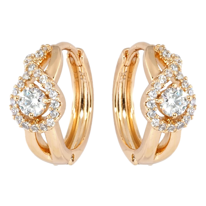 Сережки Xuping Позолота 18K колечка Візерунок з інкрустацією цирконієм фото №1 Сережки Xuping Позолота 18K колечка Візерунок з інкрустацією цирконієм фото №1