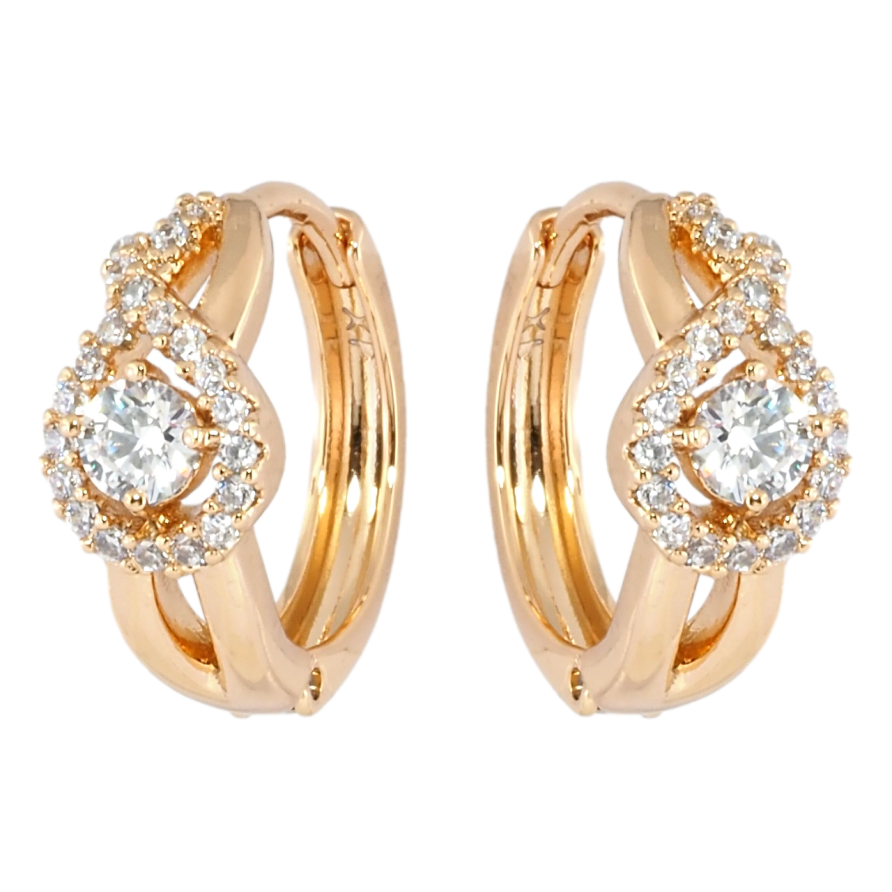 Сережки Xuping Позолота 18K колечка Візерунок з інкрустацією цирконієм фото №1 Сережки Xuping Позолота 18K колечка Візерунок з інкрустацією цирконієм фото №1