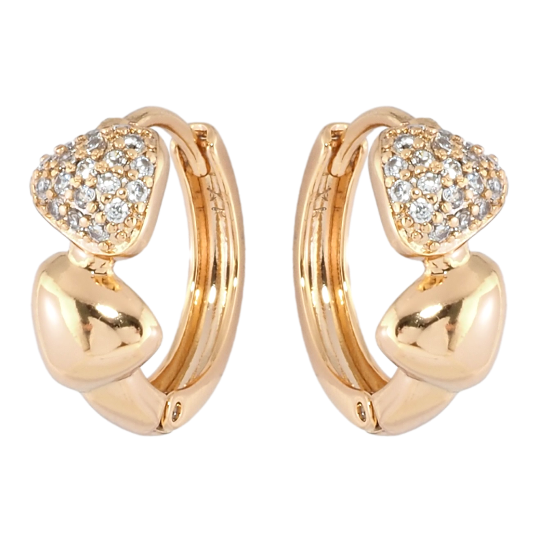 Серьги Xuping Позолота 18K колечки Треугольники с цирконием фото №1