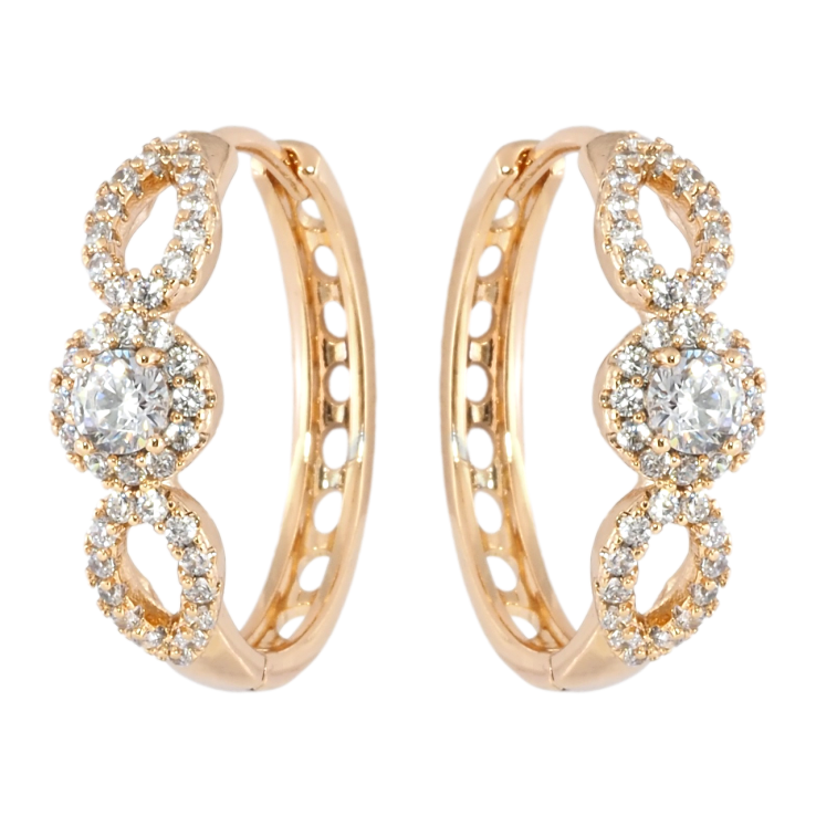 Сережки Xuping Позолота 18K колечка Візерунок з цирконієм фото №5