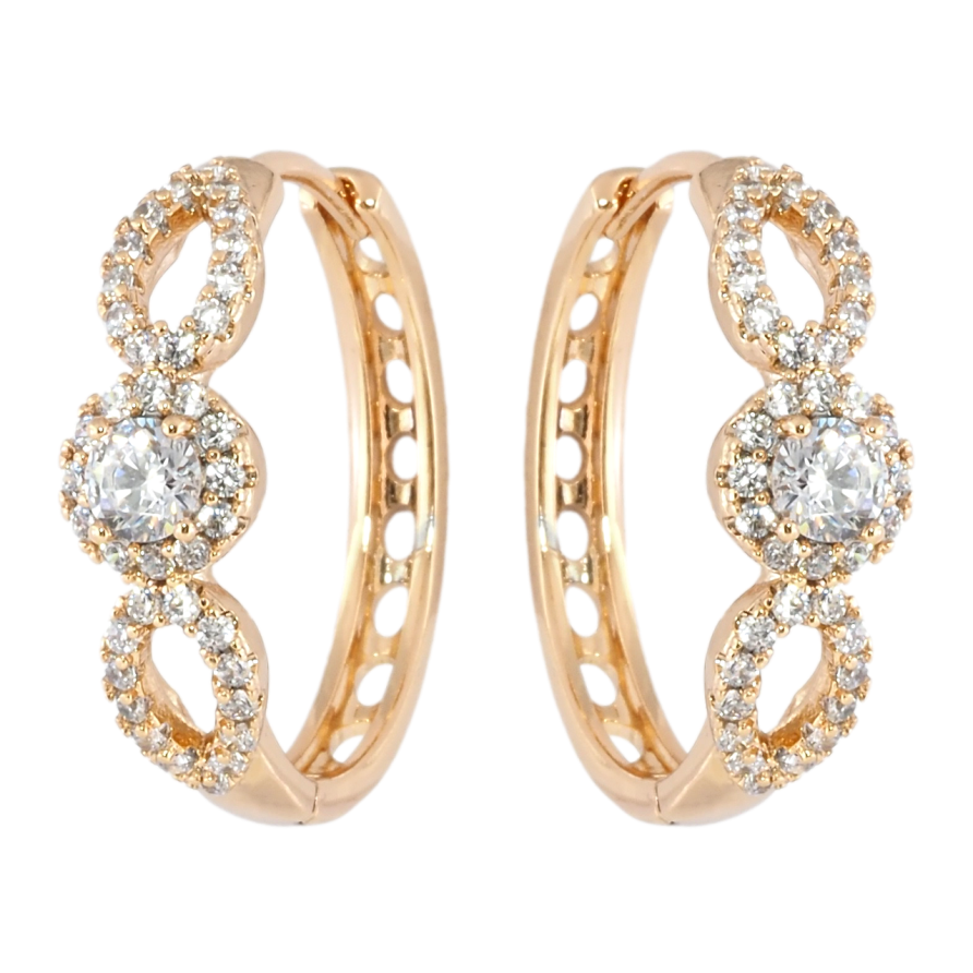 Сережки Xuping Позолота 18K колечка Візерунок з цирконієм фото №1 Сережки Xuping Позолота 18K колечка Візерунок з цирконієм фото №1