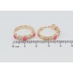 Сережки Xuping Позолота 18K колечка Візерунок з цирконієм і рожевою емаллю фото №2 Сережки Xuping Позолота 18K колечка Візерунок з цирконієм і рожевою емаллю фото №2
