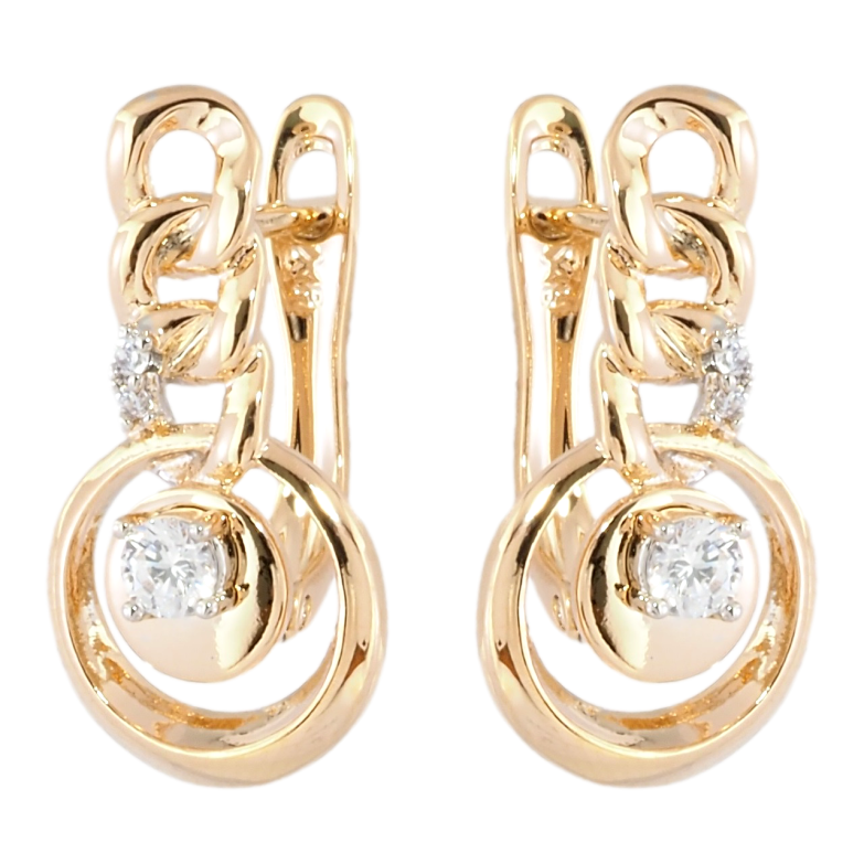 Сережки Xuping Позолота 18K + Родій англійський замок Візерунок ланцюжок з колечками фото №1 Сережки Xuping Позолота 18K + Родій англійський замок Візерунок ланцюжок з колечками фото №1