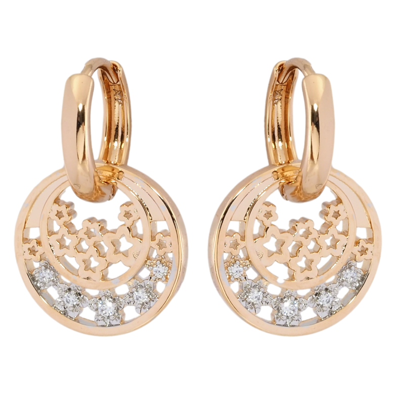 Сережки Xuping Позолота 18K + Родій підвіски на колечках Зоряний візерунок з цирконієм фото №1 Сережки Xuping Позолота 18K + Родій підвіски на колечках Зоряний візерунок з цирконієм фото №1