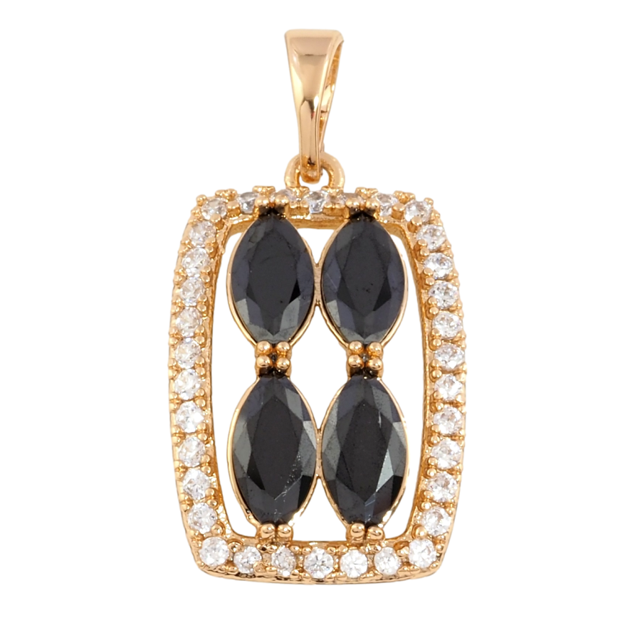 Кулон Xuping Позолота 18K Черные фианиты в обрамлении циркония для цепочки до 5мм фото №1
