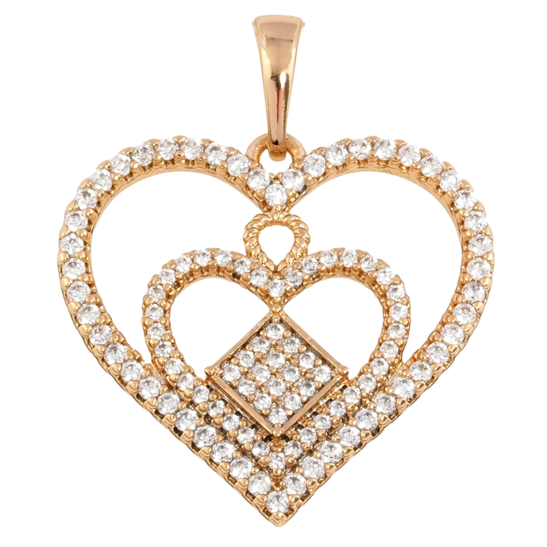 Кулон Xuping Позолота 18K Серце з інкрустацією цирконієм для ланцюжка до 5мм фото №1