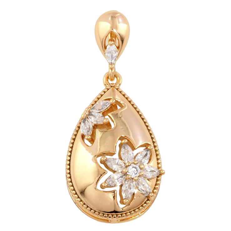 Кулон Xuping Позолота 18K Капелька с кристальными цветочками для цепочки до 4мм фото №24